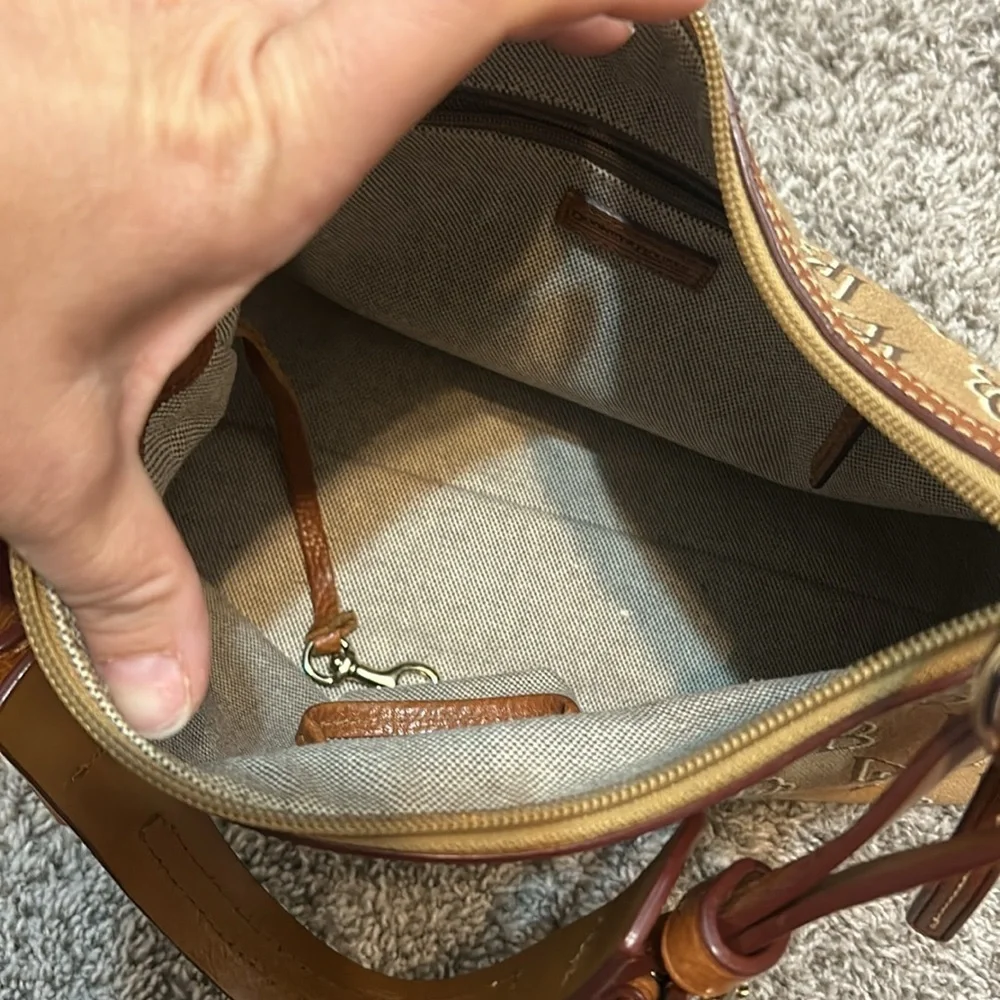 Dooney & Bourke Vintage Hobo Leather Canvas Signature Anniversary Shoulder Bag